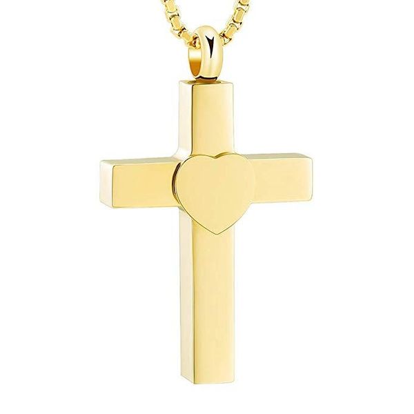 Collane con ciondolo Gioielli di cremazione per umani per sempre nel mio cuore Croce Collana in urna commemorativa in acciaio inossidabile Porta ceneri Keepsake JJ009Pen