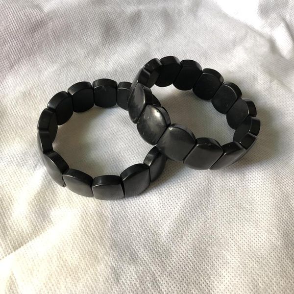 Braccialetti di collegamento Commercio all'ingrosso 1 pz Natural Russia Shungite Bracciale Healing Gem Stone Jewelry 58mm Inter