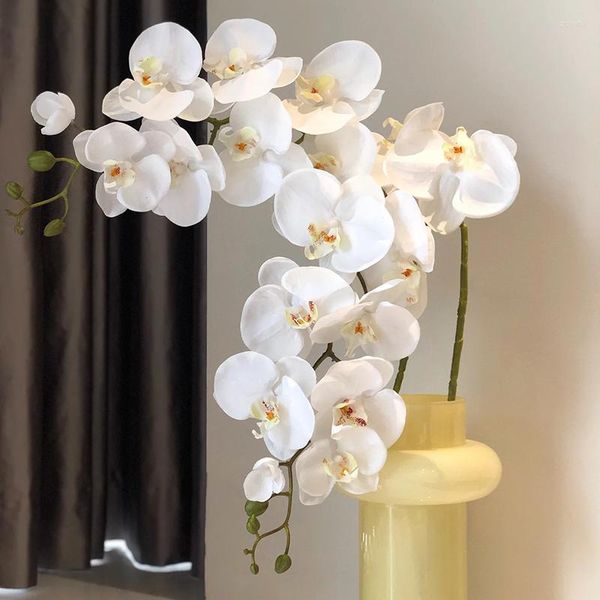 Flores decorativas 92 cm Artificial Butterfly Orchid Silk Phalaenopsis Bouquets para Decoração de jardim de casamentos Plantas falsas Natal