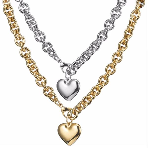 Ketten 8mm Mode Charming Edelstahl Silber Farbe/Gold Nette Herz Anhänger O Link Kette Frauen Mädchen Halskette oder Armband 7-40