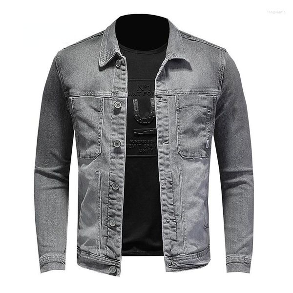 Jackets masculinos 2023 Jacket cinza claro Coloque de algodão masculino Cola dobrável de algodão Slim Fit