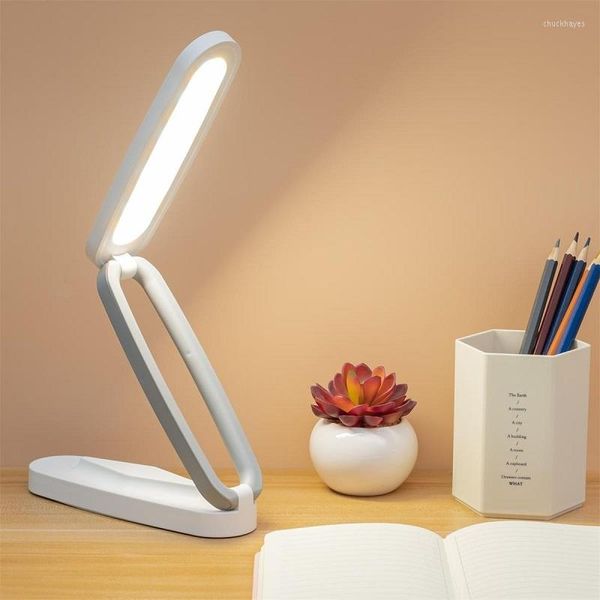 Lampade da tavolo Lampada da scrivania ricaricabile pieghevole USB Protezione degli occhi dimmerabile Lettura da comodino Luce a LED portatile per l'home office