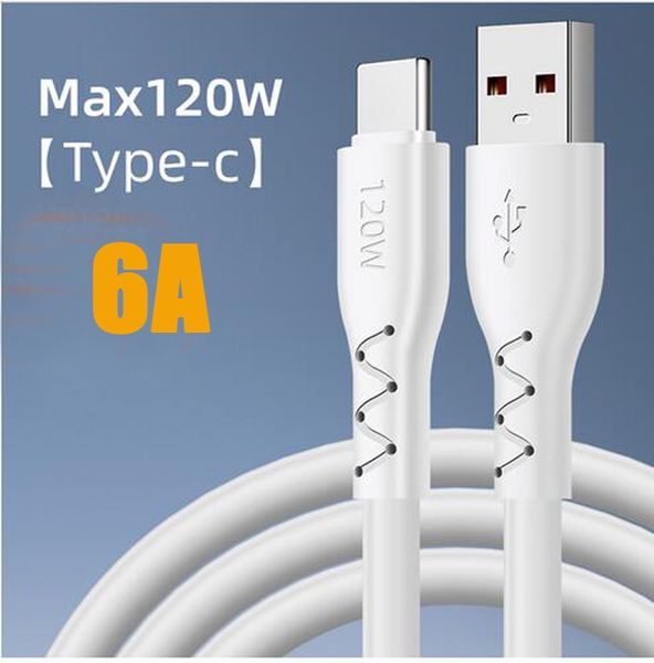 6A USB Tip C Mikro Veri Kablosu 1m 3ft Android Hızlı Şarj Kablosu Süper Hızlı Şarj Cihazı Adaptörü PD 120W MAX PD Hatlar Huawei için Xiaomi Samsung Akıllı Telefon OPP Çantasında