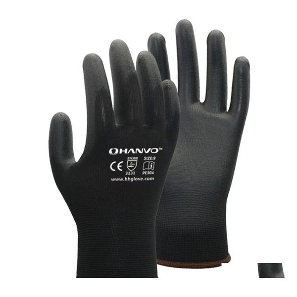 Protezione delle mani Guanti da lavoro Guanto di sicurezza in nitrile rivestito in PU per lavoro meccanico Nylon Cotton Palm Drop Delivery Office School Busine Dh1Ww