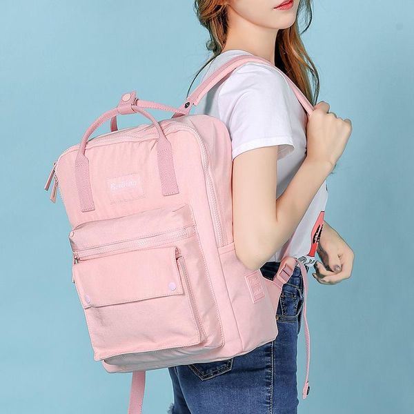 Zaino Senbos Casual Fashion Leggero Tessuto Oxford Impermeabile Borsa per studenti delle scuole medie Ladies College Wind Pink