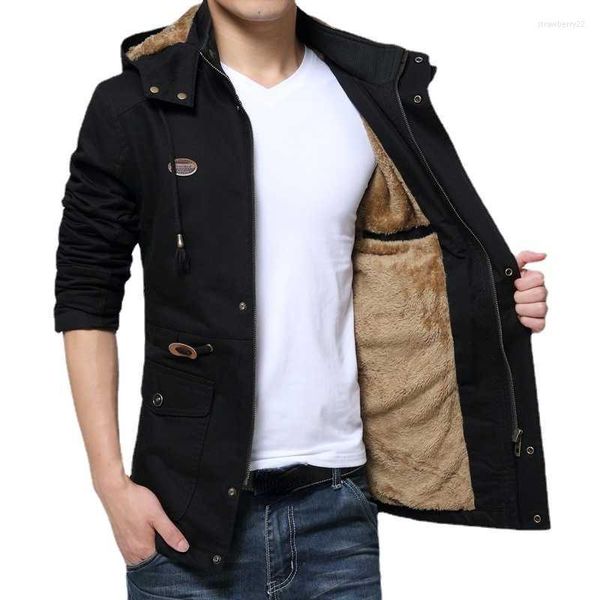 Männer Jacken Mode Mit Kapuze Mantel Männer Herren Und Mäntel Männlichen Windjacke Streetwear Mann Kleidung Winter Safari Arbeit Wolle ThickenMen's