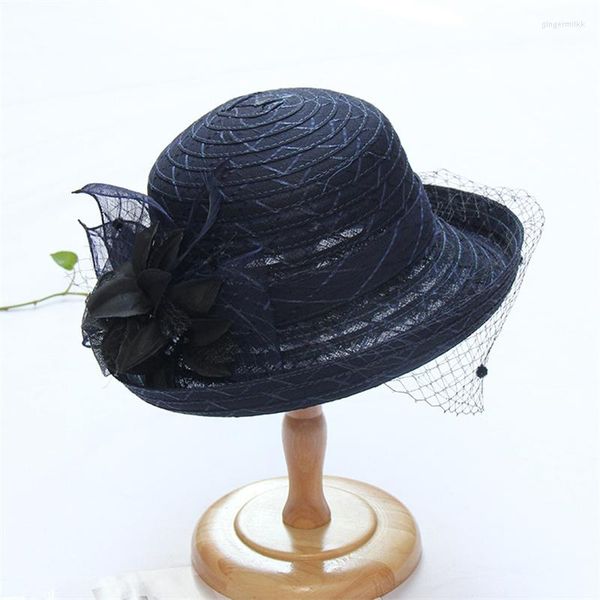 Cappelli a tesa larga Lady Party Cloche formale Elegante cappello Fedora Donna Berretto berretto in feltro di lana asimmetrico invernale da donna