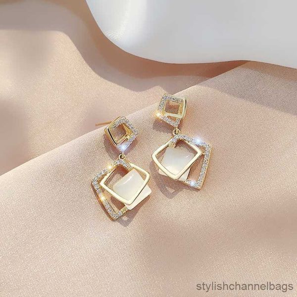Stud Neue Ankunft Trendy Geometrische Quadratische Tropfen Ohrringe Für Frauen Elegante Mode Wasser Tropfen Kristall Anhänger Schmuck