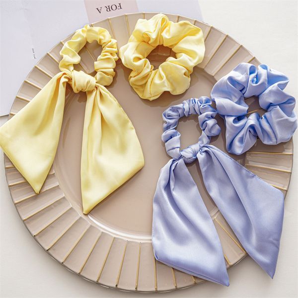 Neue Bowknot Elastische Haarbänder Für Frauen Mädchen Einfarbig Scrunchies Stirnband Haar Krawatten Pferdeschwanz Halter Haar Zubehör