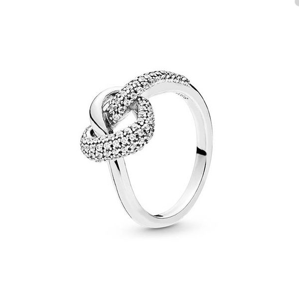 Autentico anello a cuore annodato in argento sterling per Pandora Crystal Diamond Wedding Jewelry Designer Anelli per le donne Regalo fidanzata Anello d'amore con cofanetto originale