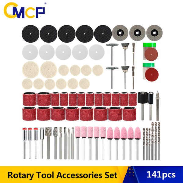 Ürünler CMCP Elektrikli Öğütücü Aracı 141pcs Polonya Tekerlek Elmas Kesme Disk Saw Blade Kum Bantları Dremel Rotary 230511 için Mini Matkap Bit