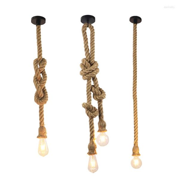 Lâmpadas pendentes corda loft lustre de iluminação lojas de roupas restaurante de personalidade criativa vintage industrial