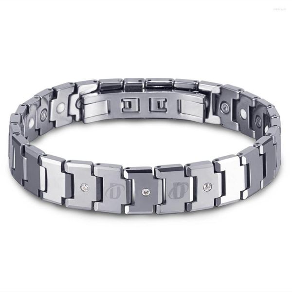 Link Bracciali Rainso Tungsten For Men Magnete Bio Energia Placcatura in argento Braccialetto sanitario Viking Fine Jewelry