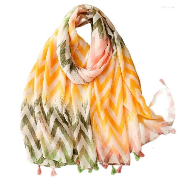 Schals 180/90 cm Orange Zickzack Welle Sommer Schal Frauen Weibliche Schal Foulard Strand Wrap Geometrische Abdeckung Bandana