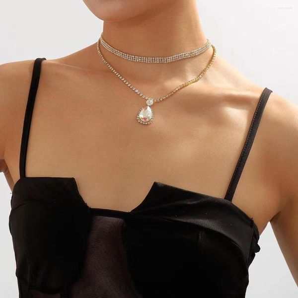 Choker Fashion Crystal подвесной ожерелье для капли воды в форме атмосфера Заявление о ювелирных украшениях для девочек аксессуары оптом