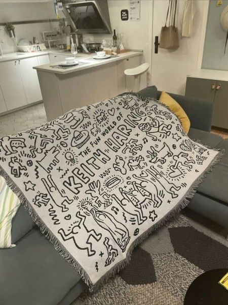 agora Cobertores tendência conjunta de viagem Keith Haring ilustrador mestre de grafite único sofá cobertor tapeçaria decorativa capa casual tblanket Trendy street Designer