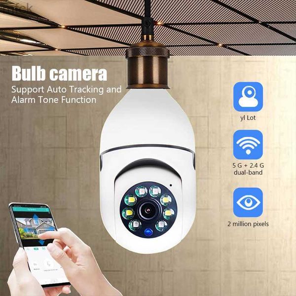 Câmera de vigilância de lâmpadas 2.4g de bulbo 2.4g Visão noturna cor de rastreamento humano automático Zoom Monitor de segurança interna Wi -Fi Câmera
