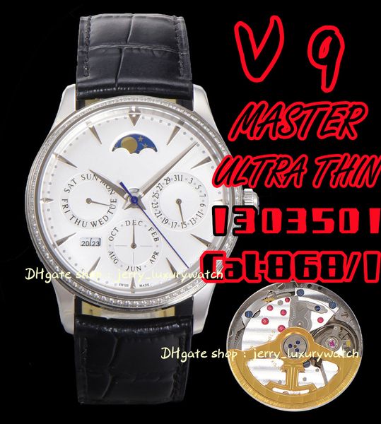 V9 JL Watch Luxury Men's 130842 млн. Календарь 39 мм, 868 механического движения, дата месяца года года