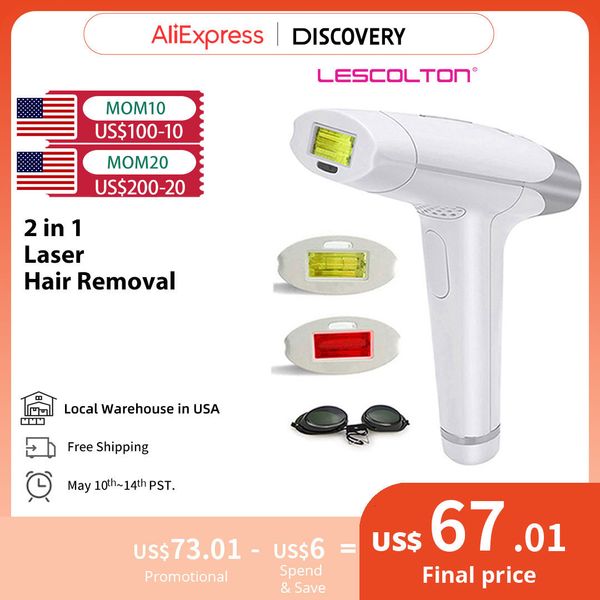 Epilator lescolton 2in1 IPL Máquina de remoção de cabelo a laser IP