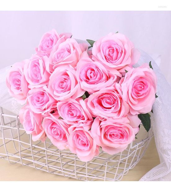 Декоративные цветы искусственные шелковые белые розовые букет фальшивый цветок для свадебного декора дома
