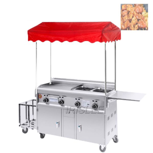 Ticari Gaz Griddle Teppanyaki Grity Fritöz Entegre Makine Paslanmaz Çelik Ayarlanabilir Sıcaklık Kontrolü