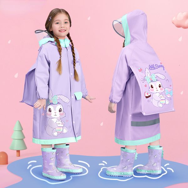 Rain Gear Impermeabile per bambini a tesa larga per ragazze e studenti delle scuole elementari Impermeabile per bambini grande impermeabile per tutto il corpo con zainetto 230511