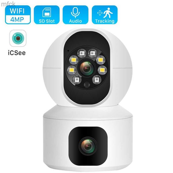 Câmeras de placa 4MP Câmera Wi -Fi Dual Câmera de Lente Dual Tela Monitor de bebê Auto Rastreamento AI Detecção humana Home Indoor Home Secuiryt CCTV Videoveillance