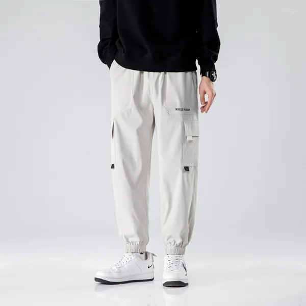 Calças masculinas Deeptown Carga larga de tamanho grande para homens preto calças brancas de corrida masculina casual streetwear Hip Hop Moda coreana 5xl