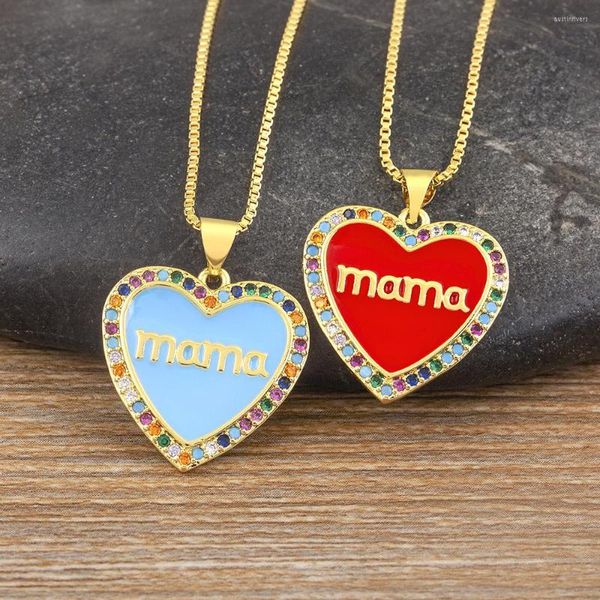 Catene AIBEF a forma di cuore Mama lettere collana ciondolo donna rame colorato strass catena girocollo personalità gioielli regali di compleanno