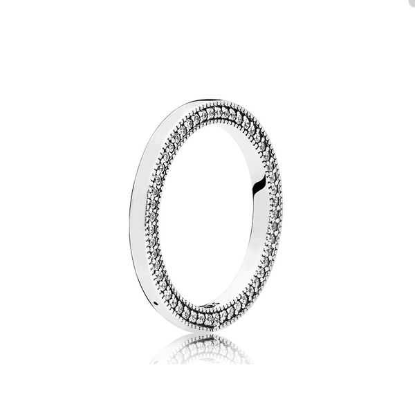 Funkelnder Kristalldiamant und Herz-RING für Pandora, 925er Sterlingsilber, Party-Schmuck, Designer-Ringe für Damen, Herren, Freundin, Geschenk, Paarring mit Originalverpackung