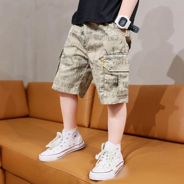 Pantaloncini Abbigliamento per ragazzi Estate Bambini Moda allentata Tendenza casual Versione coreana Lettera stampata Vita alta Tasca impiombata Cargo 230510