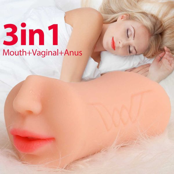 Секс -игрушка для мужчин Реалистичный вагин мастурбация силиконовая киска рта рот анальный минет мужчина мастурбатор для взрослых эротические продукты секс -магазин