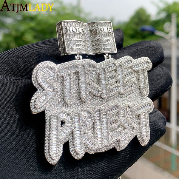 Подвесные ожерелья Hiphop Inlaid 5a Cz Cubic Street Street Letters Letters Murens Collece с высококачественным льдом из Bling Rock Chain Jewelry 230511