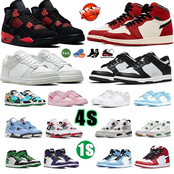 Sapatos de basquete 4s Jumpman 1s panda local warehouse masculino homem branco preto gato preto chicago perdido e encontrado tênis esportivo tênis masculinos