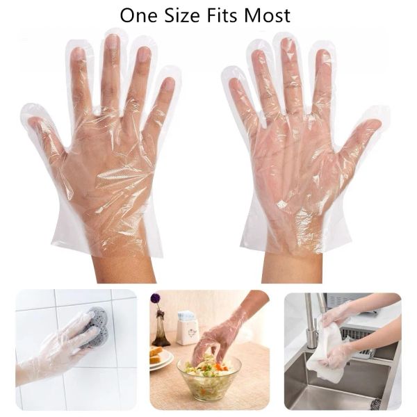 Guantes desechables de plástico de alta calidad Preparación de alimentos desechables Glof PE PolyGloves para cocinar Limpieza Manipulación de alimentos Herramientas de limpieza del hogar Proteger la mano