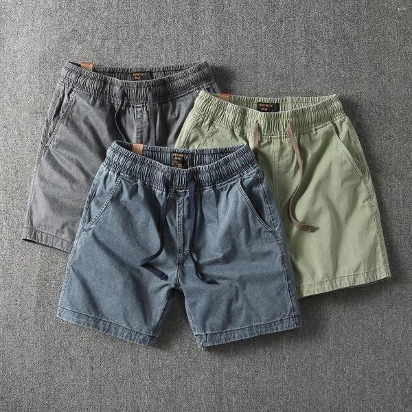 Shorts masculinos estilo retro carga de verão lavado algodão moda casual