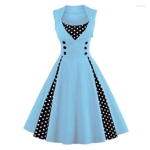 Vestidos casuais Mulheres Robô de verão Vintage 1960 Pin Up Big Swing Party Work Use Rockabilly Dress Polka Dot Vestidos Drop