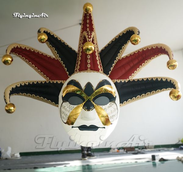 Divertente grande maschera di carnevale gonfiabile appesa giullare veneziano Jolly Masquerade testa di pagliaccio per la decorazione di Halloween