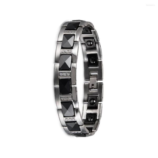 Связь браслетов Ikuinen Модный керамический браслет для мужчин цепно стальные магнитные ювелирные украшения Здоровье