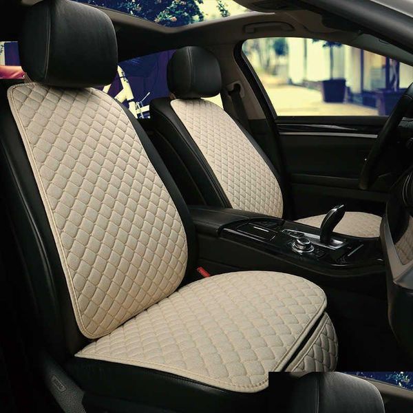 Autositzbezüge Leinen Flachs Er Protector Front Back Kissen Pad Matte Rückenlehne Innen Styling für LKW SUV oder Van Drop Lieferung Mobi Dhkn6