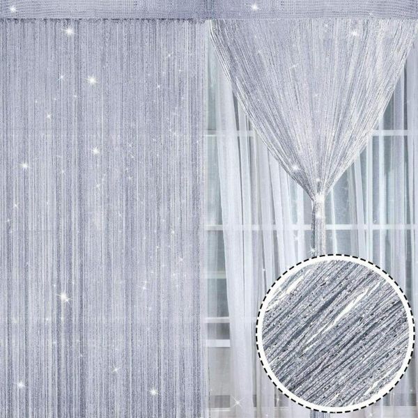 Cortina 1pc 2m 1m Glitter String moda moda pendurada cortinas de cortinas divisor de divisão de rede de casamentos decoração