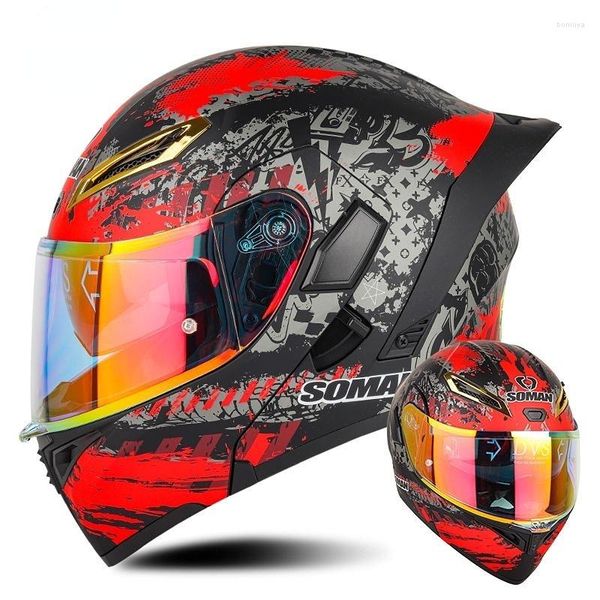 Caschi da moto Rider Unveiling Helmet Double Lens HD Riding Locomotive Electric Unisex Four Seasons Ventilation