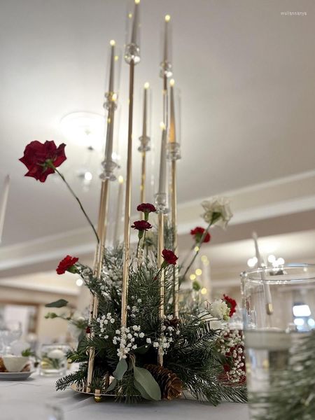 Portacandele Candelabro in metallo Candeliere in acrilico Vaso per fiori Supporto per matrimoni Centrotavola Supporto per strada Piombo per decorazioni per feste