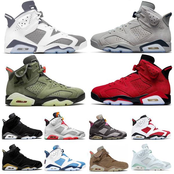 Баскетбольные кроссовки 6 VI Cool Grey Medium Olive 6s DMP Hare Infrared Cactus Jack Washed Denim Yellow UNC Red Oreo Metallic Silver Men Мужские спортивные кроссовки Размер 40-47