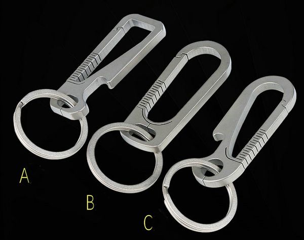 M6717 Titanium Rick Release Chain Chain Clip com 1 anéis de chave para uso pequeno Clipe de chaveiro de carabiner para homens e mulheres (cinza)