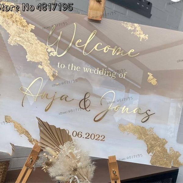 Decorazione per feste Benvenuti al matrimonio di adesivi per segni Fidanzamento Celebrazione Murale Decalcomania in vinile Battesimo Compleanno Decor 230510