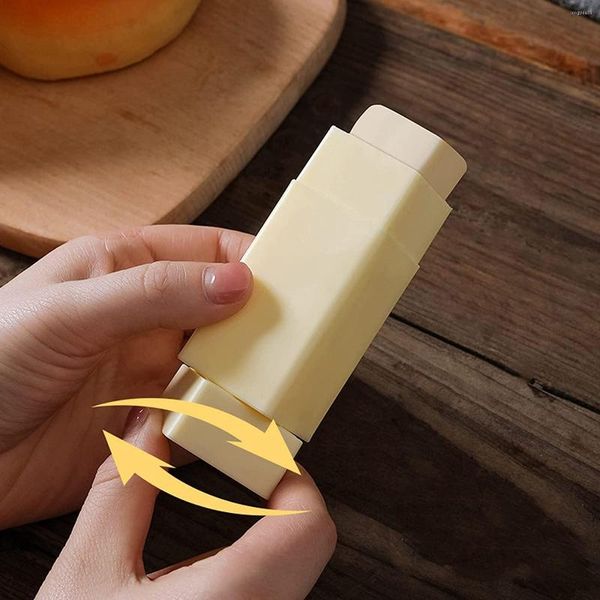 Piatti Scatola di immagazzinaggio del burro portatile Spalmatore di bastoncini solidi Applicatore rotante Strumenti di cottura da cucina Supporto in plastica