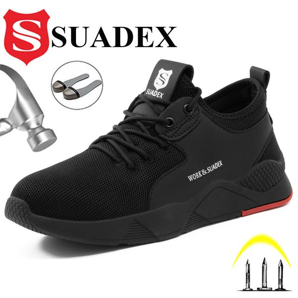 Sapatos de segurança suadex homens trabalham sapatos de segurança aço de tampa de dedo de ponta antismisming antisms prova de punção botas de construção botas não -lips de trabalho de trabalho 230509