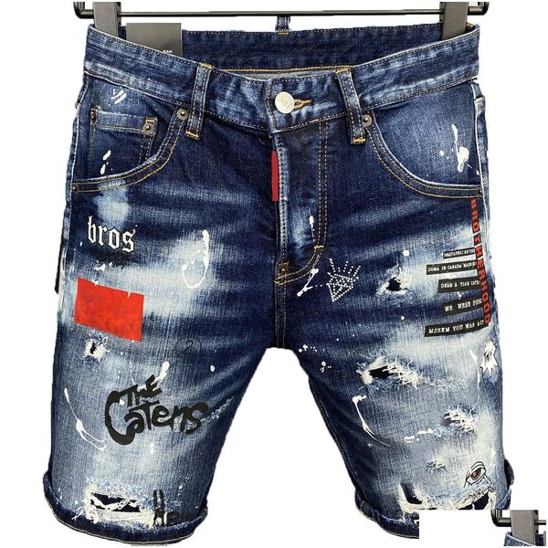 Jeans da uomo Jeans da uomo Dsquare Corto per uomo Uomo Jean Uomo Ginocchio Uomo Casual Designer Luxury Strappato Donna Viola Drop Delivery Abbigliamento Abbigliamento Dhgow N7VV