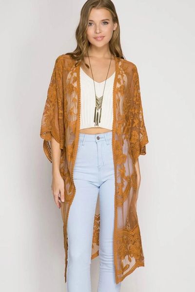 Vertuschung sexy Frauen Strand Langes Bluse Blumen bloße Spitze Sommer-Strickjacke Long Kimono Kaftan weiße Spitze Langes Maxikape Top